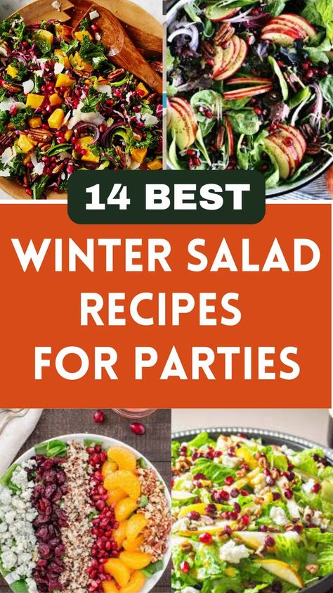 14 Winter Salad Recipes - Grill Cuisines Best Party Salad Recipes, Veggie Side Salad Recipes, Salads For Tea Party, Not Boring Salads Healthy Recipes, Meal Sized Salads, Salad Recipes For Side Dish, Yummy Green Salads, Best Dinner Salad Recipes, Really Good Salad Recipes