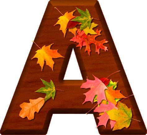 Presentation Alphabets: Cherry Wood Leaves Letter A Fall Alphabet Letters, Mario Crafts, Wood Leaves, Alphabet Letters Images, Fall Lessons, Alphabet Letters Design, Alphabet Images, Monogram Alphabet, Floral Letters