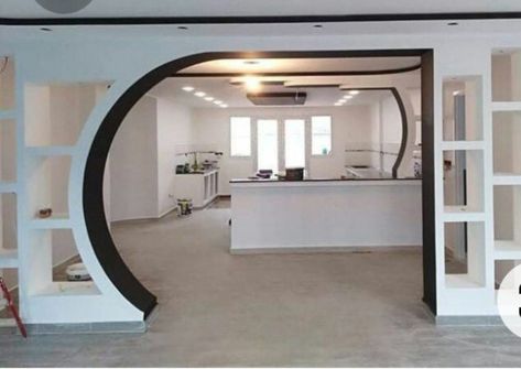 Arch Design Living Room Modern, Hall Arch Design House, Arch Design Living Room With Cement, Arch Design Living Room, Hall To Dining Arch Design, House Outside Colour Combination, Home Layout Design, Arch Designs For Hall, Luxury Ceiling Design