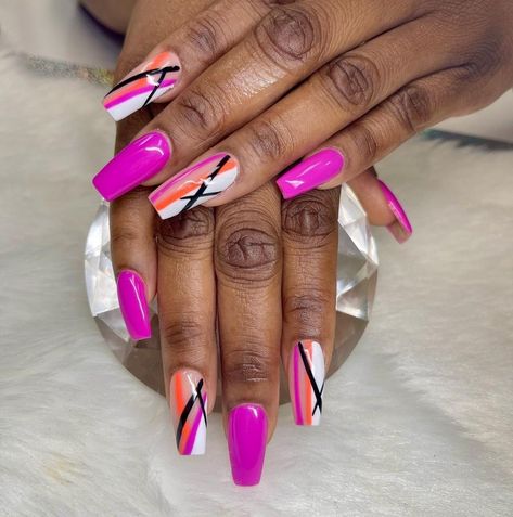 Spring Nails 2024 Trends Coffin, Magenta Nails Design, Magenta Nails, 2023 Nails, Nail Vinyls, Hot Pink Nails, Lovely Nails, Fancy Nails Designs, Stylish Nails Designs