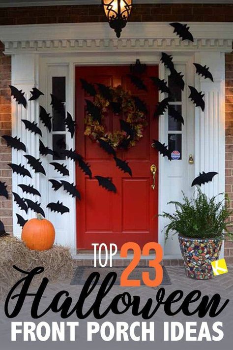 Looking for the best ideas for Halloween porch decorations? Whether you have a small porch or large outdoor space to decorate for Halloween, these DIY Halloween decorations will blow away your trick or treaters & neighbors! Halloween front porch decor can be easy & cheap with these tips & ideas rounded up by The Krazy Coupon Lady. Get spooky with your front porch Halloween decor or fall decorations this year with the best ideas on the internet! #halloweendecorations #HalloweenDIY #halloweenparty Halloween Front Porch Decorations, Halloween Front Porch Ideas, Porche Halloween, Front Porch Decorations, Halloween Decorations Outdoor, Hallowen Ideas, Halloween Front Porch Decor, Porch Decorations, Creepy Halloween Decorations