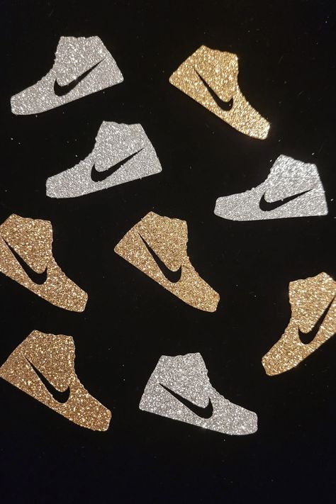 Sneaker Ball Confetti Sneaker Gala Party Ideas, Sneaker Ball Decorations, Sneaker Birthday Party, Sneaker Ball Party, Nike Jewelry, Gangster Party, Basketball Baby Shower, Sneakers Air Force, Suits And Sneakers