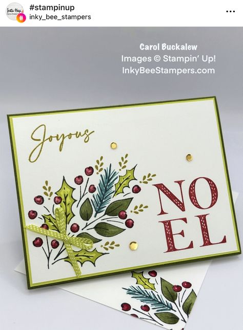 Stampin Up Christmas Classics Bundle, Joy Of Noel Stampin Up Cards, Noel Christmas Cards, Holly Images, Cardmaking Tutorials, Stamped Christmas Cards, Simple Christmas Cards, Christmas Classic, Stampin Up Christmas Cards