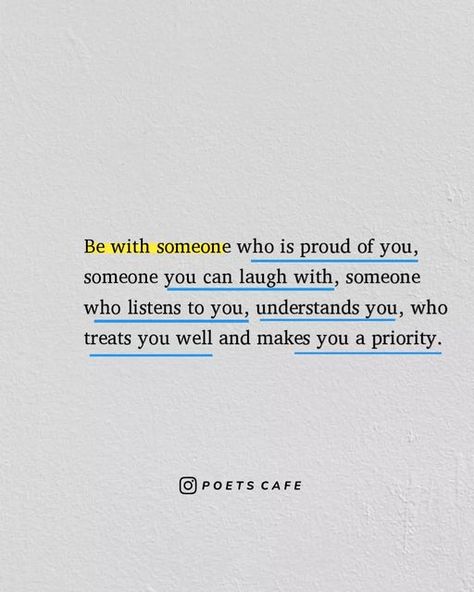 Poets' Cafe on Instagram: "I want to be with someone who is proud of me for who I am and the things I do. I want someone I can share a laugh with, who I can talk to about anything, who truly listens and understands me. Someone who treats me with respect and makes me feel like I am important, worth their time and attention. If you have found the one, mention them and make them feel special and happy.♡" Be Someone Who Makes Everybody Feel, Being With Someone Who Makes You Happy, I Just Want To Feel Important, Be With Someone Who Respects You, Someone Who Makes You Feel Special, Having Someone Who Understands You, I Want Someone To Be Proud Of Me Quotes, I Want A Man Who Is Obsessed With Me, Having Someone To Talk To Quotes