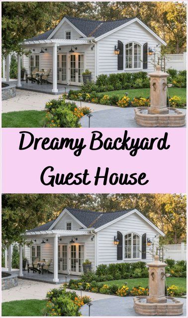 Small Pool House, Guest House Cottage, Tiny Guest House, Mother In Law Cottage, Dreamy Backyard, Pool Guest House, Backyard Guest Houses, Guest House Plans, In Law House