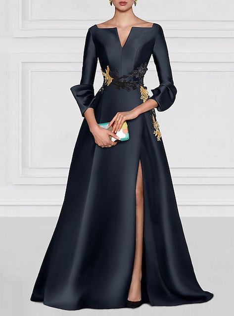 Navy Blue Evening Gown, Award Show Dresses, Gown Elegant, Blue Evening Gowns, Evening Dresses Online, Mother Of Groom Dresses, Cheap Evening Dresses, Dresses Formal Elegant, Mob Dresses