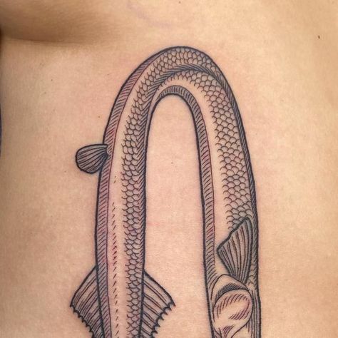 Rai on Instagram: "insanely obsessed with how this needle fish from my flash turned out (and the placement?? 🙌) thank you so much eden for picking this guy and sitting tough through this 🖤  done @wildheart_tattoo" Wildheart Tattoo, Funky Tattoos, Wall Tattoo, Wild Hearts, This Guy, Thank You So Much, Eden, Flash, Thank You