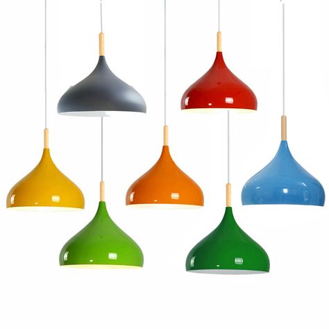 Multicolored Pendant Lights, Yellow Pendant Light Kitchen, Coloured Glass Light Pendants, Colorful Breakfast, Lampshade Kits, Pendant Lampshade, Red Pendant Lamp, Metal Lampshade, Yellow Glass Pendant Light