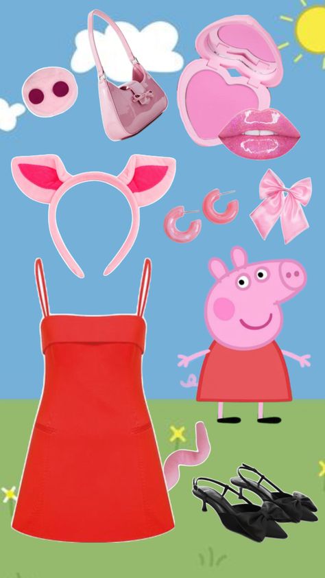 Silly costume i love peps accent Peppa Pig Halloween Costume, Peppa Pig Halloween, Peppa Pig Costume, Pig Halloween Costume, Pig Costume, Pig Halloween, Pig Costumes, Halloween Costumes Friends, Peppa Pig