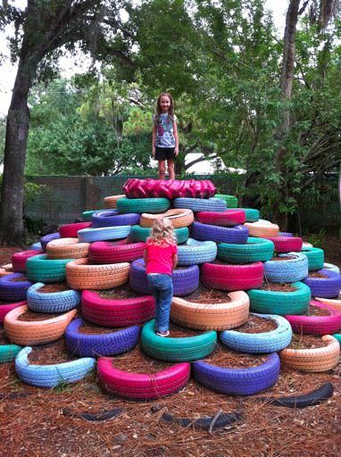 Tire Playground, Diy Playground, Tyres Recycle, School Playground, Children's Garden, Natural Playground, Jungle Gym, Old Tires, Outdoor Classroom