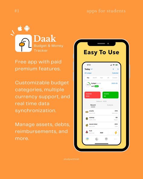 Apps for students 📱🎧 … or everybody else 🤭 I wanted to share some great apps I found recently 🫶🏻 🐤 Daak — iOS & Android - Budget and money tracker 🛋️ Sofa - iOS only - Downtime organizer 💡 Brilliant - iOS & Android - Master concepts in math and computer science 🧠 Ahead - iOS only - Emotions coach 📝 NotePlan - iOS only - To-do list and notes organizer I hope these apps are helpful! Which one will you be trying first? ✨ #studyapp #studytips #studywithme Notes Organizer, Apps For Students, Money Tracker, Apps For Teens, Great Apps, Notes Organization, Life Help, Movie Tickets, Budgeting Money