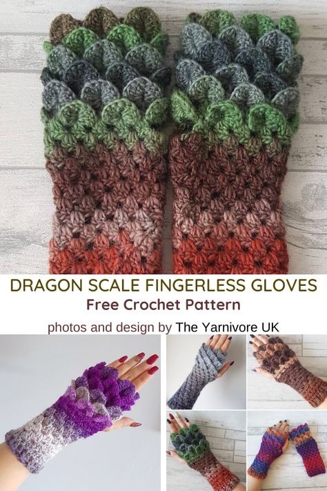 Dragon Scale Fingerless Gloves Free Crochet Pattern Fingerless Mittens Crochet, Crocheted Fingerless Gloves, Crochet Fingerless Gloves Free Pattern, Crochet Hand Warmers, Crochet Wrist Warmers, Fingerless Gloves Crochet Pattern, Glove Pattern, Crochet Gloves Pattern, Graph Crochet