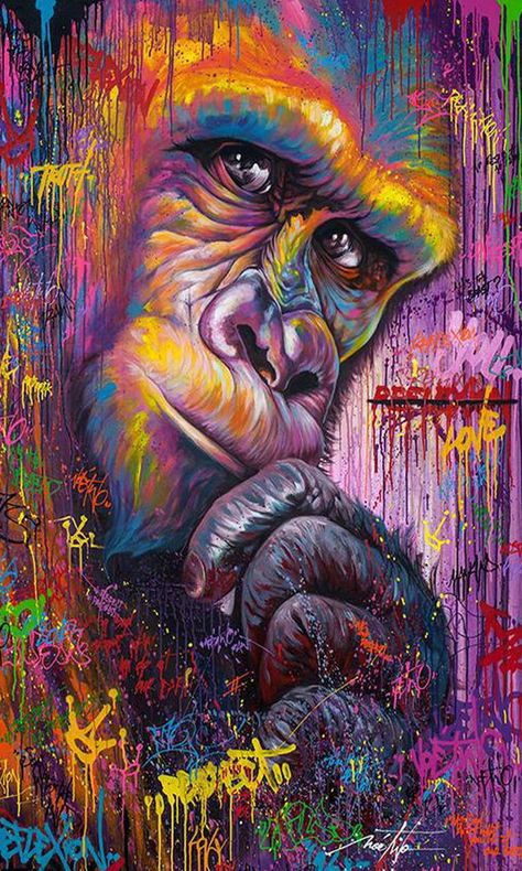 Street Art Painting, Monkey Art, Urban Street Art, 3d Street Art, Amazing Street Art, Murals Street Art, Tableau Art, Street Art Graffiti, Street Artists