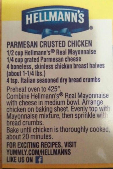 Helmans Parmesan Chicken, Chicken Mayo Parmesan, Parmesan Crusted Chicken Breast, Easy Parmesan Crusted Chicken, Mayonnaise Chicken, Bread Crumb Chicken, Parmesan Crusted Chicken Recipe, Crusted Chicken Breast, Baked Dinner