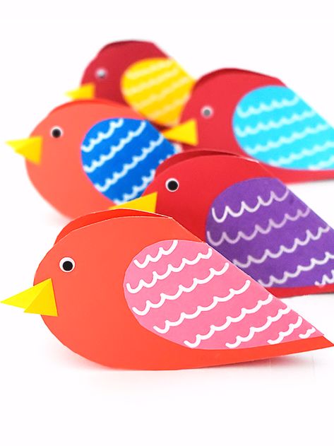 Kindergarten Valentine Crafts, Bird Valentines, Bird Crafts Preschool, Kindergarten Art Crafts, Bird Paper Craft, Preschool Valentine Crafts, Kids Party Crafts, Easy Valentine Crafts, Valentine Craft