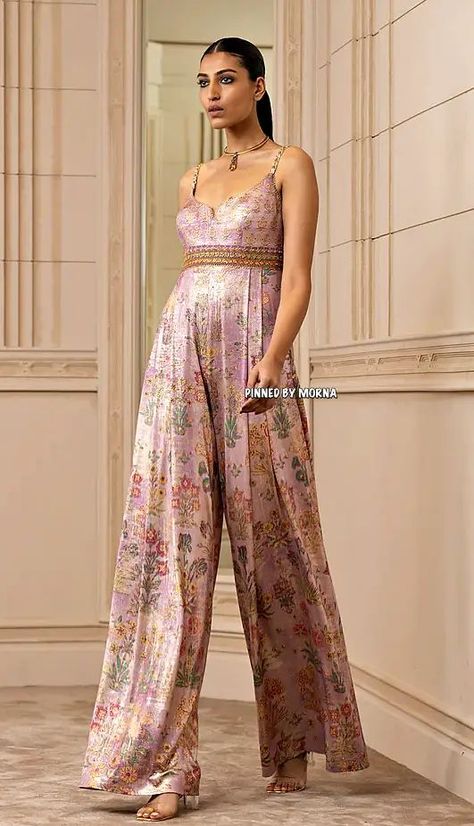 Tarun Tahiliani - India 🇮🇳 Purple Jumpsuit, Organza Lehenga, Kaftan Designs, Lehenga Designs Simple, Interesting Outfits, Floral Print Jumpsuit, Tarun Tahiliani, Print Jumpsuit, Jumpsuit Online