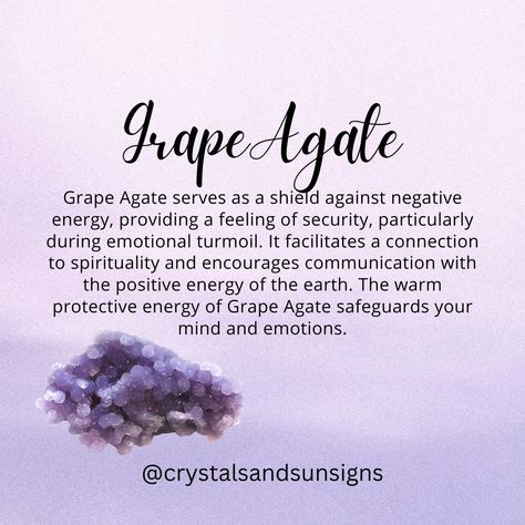 Grape agate is a gorgeous, unique form of chalcedony that forms in botryoidal clusters resembling grapes 🍇. It is found in volcanic rocks, specifically in the cavities of basalt lava flows. These cavities are formed from gas bubbles that get trapped in the lava as it cools and solidifies. Over time, silica-rich groundwater seeps into these cavities, depositing layers of chalcedony that eventually crystallize into the stunning grape-like formations. It's a true natural wonder! #GrapeAgate #Geo... Grape Agate Meaning, Crystal Reference, Crystal Knowledge, Agate Meaning, Grape Agate, Lava Flow, Crystal Healing Stones, Crystal Meanings, Agate Crystal