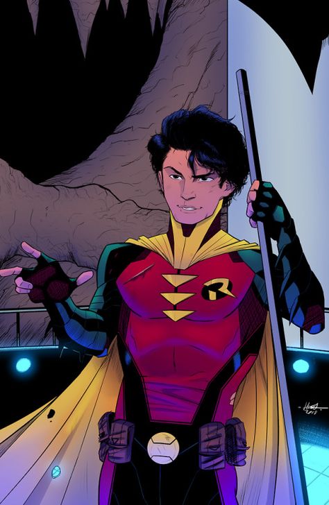 Robin in the Batcave - Kal Huset Kal Huset, Robin Drawing, Avengers Fanfiction, The Batcave, Robin Comics, Robin Dc, Dc Comics Heroes, Univers Dc, Arte Dc Comics