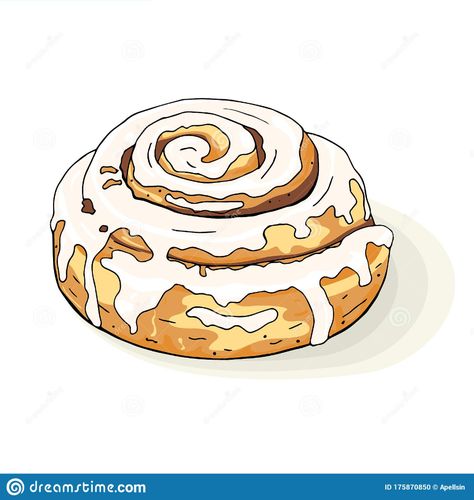 Baking Drawing, A Hand Drawing, Homemade Recipe Books, Cinnamon Roll Bread, Cinnamon Bun, Diy Watercolor Painting, Bakery Logo, Graphic Design Lessons, Diy Watercolor