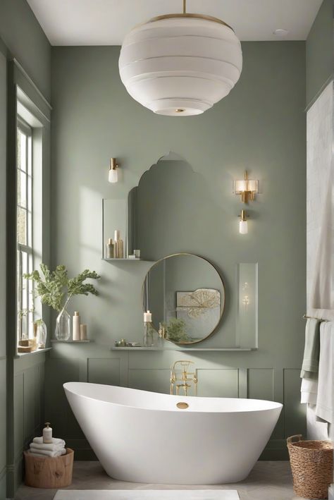 Step into a tranquil oasis with the soothing hue of Kale Green (SW 6460) in your modern cozy bathroom. Embrace nature's palette for a refreshing escape. #Ad #homedecor #homedesign #bathroom #Painthome interiorarchitecture best Wall Colors for Bathroom Colors Bright Room Colors best colors combinations bathroom bathroom Remodeling Modern Paint Colors 2024 Wall Colour Design, Kitchen Wall Color, Modern Bathroom Colours, Green Bathroom Paint, Bright Room Colors, Bathroom Wall Colors, Wall Color Schemes, Best Wall Colors, Tranquil Bathroom