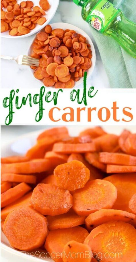 Tender carrots with a subtly sweet glaze...made with...ginger ale? These delicious ginger ale carrots are only 3 simple ingredients and one of our favorite easy side dish recipes! Best Glazed Carrots, Carrot Recipes Side Dishes, Roasting Beets In Oven, Ginger Ale Recipe, Sweet Glaze, Thanksgiving 2020, Cooked Carrots, Side Dish Recipes Easy, Carrot And Ginger