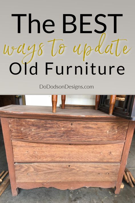 The Best Ways To Update Old Furniture For A Fresh New Look Update Old Furniture, Diy Furniture Repair, Refinish Wood Furniture, Farmhouse Thrift Store Makeovers, Restoring Old Furniture, Painting Old Furniture, Diy Dresser Makeover, Decoupage Wood, Furniture Fix