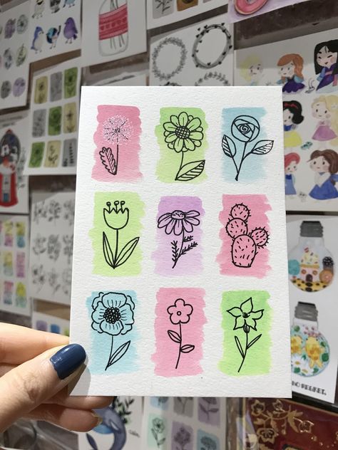 Instagram Doodle, Doodle Paint, Doodle Art Flowers, Learn Watercolor, Diy Watercolor Painting, Watercolor Projects, Small Canvas Art, Creative Drawing, Mandala Drawing