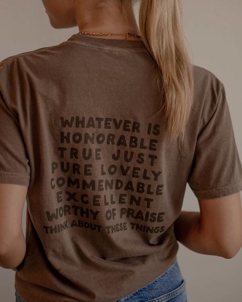 FOCUS ON THE GOOD🤎 Fall Tees For Women, Aesthetic Christian Clothes, Scripture Clothing, Shirts To Make, Christian Clothes, Jesus Clothes, Ask God, Focus On The Good, Looks Country