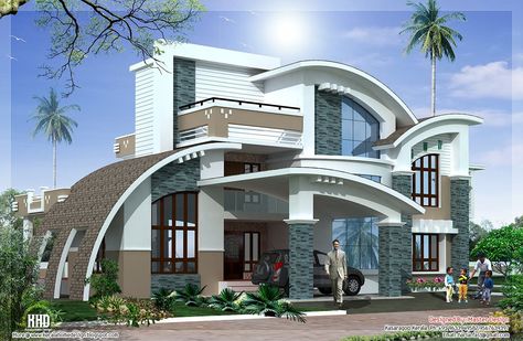 Casa Club, Home Designs Exterior, Plan Villa, Kerala House Design, Kerala Houses, Unusual Homes, Unique House Design, Contemporary Style Homes, Fancy Houses