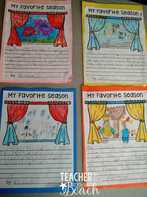 LOTS season freebies on the blog! Seasons Kindergarten, Four Seasons Art, Seasons Lessons, Weather Theme, 2nd Grade Writing, 1st Grade Science, First Grade Science, 1st Grade Writing, Seasons Activities