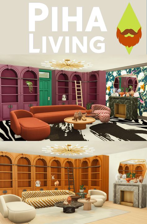 Piha Living | Kiwisim4 on Patreon Sims 4 Cc Screen Porch, 70s Sims 4 Cc Furniture, Sims 4 Unique Cc, Sims 4 70s Cc Furniture, Sims 4 Maximalist Cc, Sims 4 Cc Apartment Furniture, Sims 4 Living Room Ideas, Sims 4 Living Room, 70s Apartment