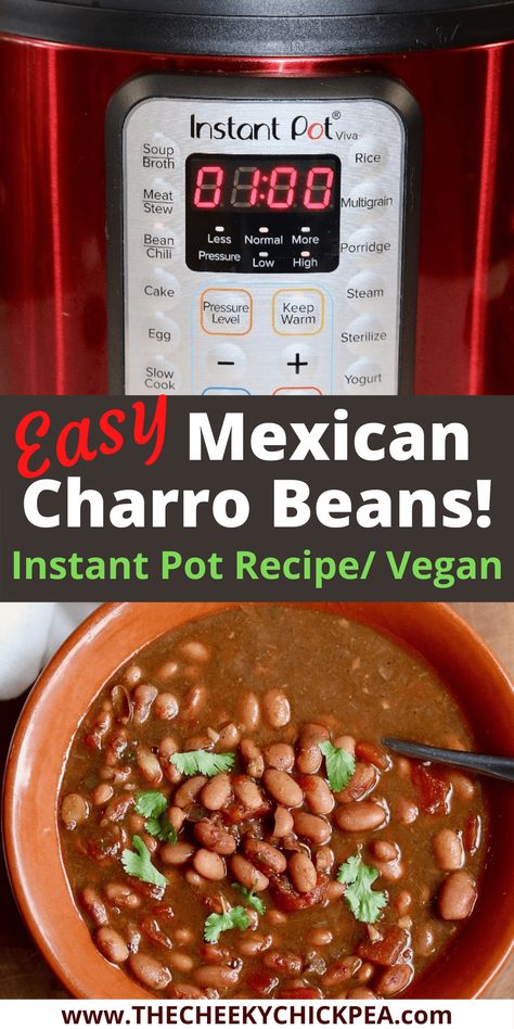 Vegan Charro Beans Mexican, Charro Beans Vegan, Frijoles Charros Recipe Instant Pot, Mexican Pinto Beans Instant Pot, Pressure Cooker Charro Beans, Instant Pot Frijoles Charros, Vegetarian Charro Beans, Charro Beans Instant Pot, Instant Pot Charro Beans