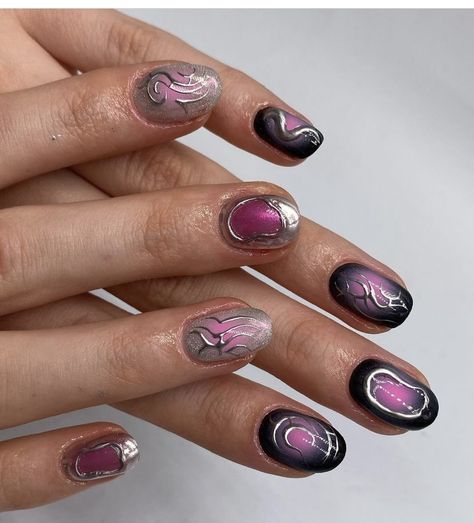 Alt Nails Short, Galactic Nails, Bubble Nails, Hippie Nails, Punk Nails, Nail Drawing, Goth Nails, Grunge Nails, Her Nails