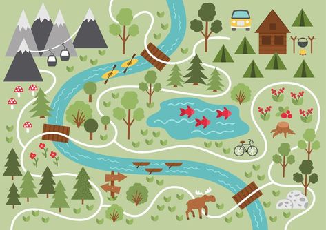 Summer Camp Background, Camp Background, Summer Camp Art, Cartoon Elements, Utah Map, Forest Map, Map Creator, Summer Camp Activities, Camping Inspiration