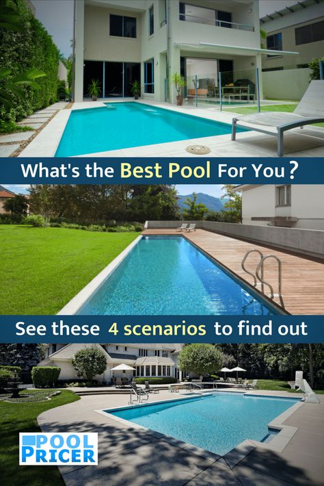 Figuring out the best shape, size, and materials for a swimming pool Types Of Inground Pools, Pool Sizes Inground, Inground Pool Shapes, Pool Types, Pool Inground, Garden Pool Design, Swimming Pool Size, Inground Pool Ideas, Inground Pool Designs