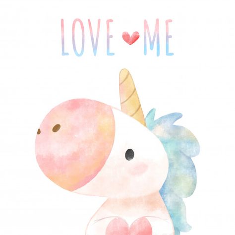 Watercolor hand drawn cute unicorn. Premium Vector Unicorn Alphabet, Unicorn Watercolor, Vintage Invitation, Unicorn Painting, Kids Canvas Art, Unicorn Drawing, Watercolor Birthday Cards, Watercolor Vintage, Unicorn Illustration