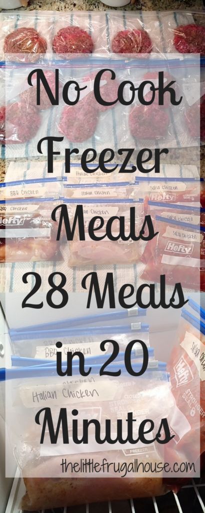 Freezer Cooking for 2: 21 Meals in 1 Hour - The Little Frugal House No Cook Freezer Meals, Freeze Ahead Meals, Bulk Cooking, Freezer Dinners, Slow Cooker Freezer Meals, Freezer Friendly Meals, Freezable Meals, Freezer Meal Planning, Make Ahead Freezer Meals