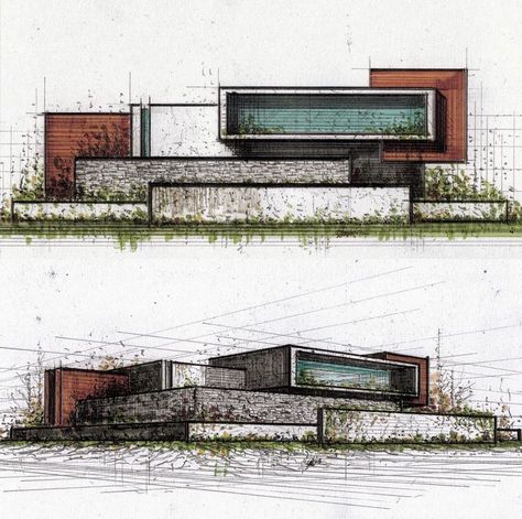 Elevation Architecture Drawing, Elevation Drawing Architecture, Interior Architecture Sketch, Exterior Sketch, Plan Elevation, Presentation Techniques, 3d Elevation, Furniture Design Sketches, Elevation Drawing