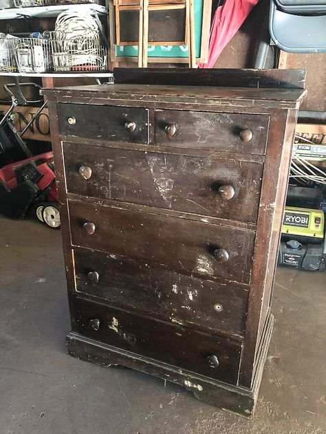 If you are looking for an easy way to transform an old dresser, this tutorial will walk you through all the steps for a painted and stained dresser makeover that will make any dresser AMAZING again! Diy Nightstand Makeover, Modern Dresser Makeover, Industrial Dresser, Exterior Flooring, Stained Dresser, Ceiling Door, Nightstand Makeover, Dresser Refinish, Dresser Redo