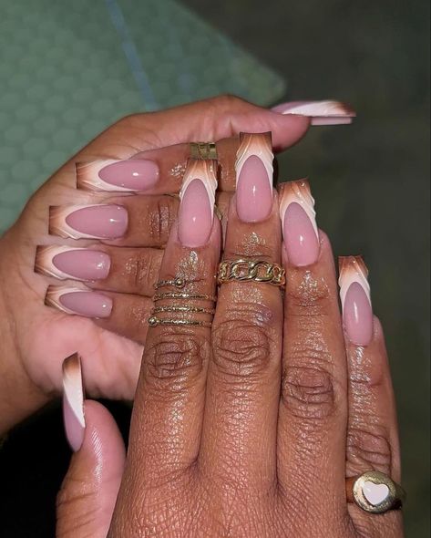 Brown Acrylic Nails, Brown Nails Design, Tapered Square Nails, Retro Nails, Fancy Nails Designs, Stylish Nails Designs, French Tip Acrylic Nails, Glow Nails, Long Acrylic Nails Coffin