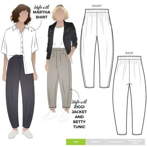 Style Arc Sewing Pattern Bob Pant | Minerva Bob Pants, Unique Sewing Patterns, Bob Weave, Style Arc, Diy Pants, Paper Sewing, Pants Sewing, Pants Sewing Pattern, Paper Sewing Patterns