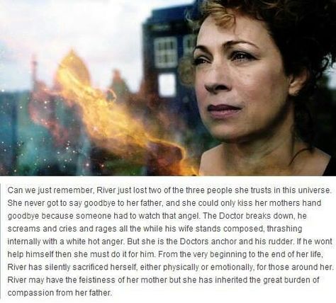 GOOD GOD. || LET'S ALSO REMEMBER SHE REMAINED COMPOSED WHEN AMY AND RORY WERE GONE BECAUSE SOMEONE HAD TO WATCH THAT ANGEL, AND THE DOCTOR WAS TOO BUSY GRIEVING THE DEATHS OF HIS COMPANIONS THAN TO WATCH THE ANGEL. Amy And Rory, Caitlin Blackwood, Rory Williams, 11th Doctor, River Song, Torchwood, Timey Wimey Stuff, Nerd Alert, Geek Out