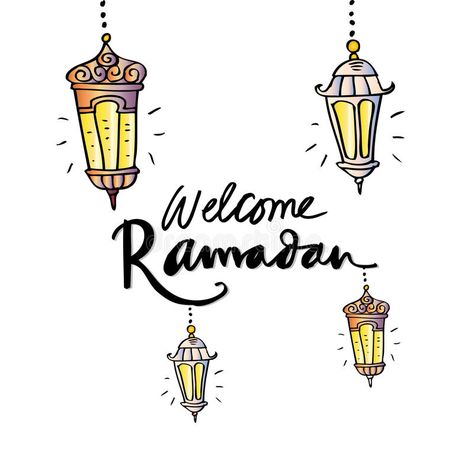 Ramadan Welcome Quotes, Welcome Ramadan Quote, Lamp Illustration, Welcome Ramadan, Decorative Lettering, Welcome Quotes, Ramadan 2022, Make Flowers, Simple Snowflake