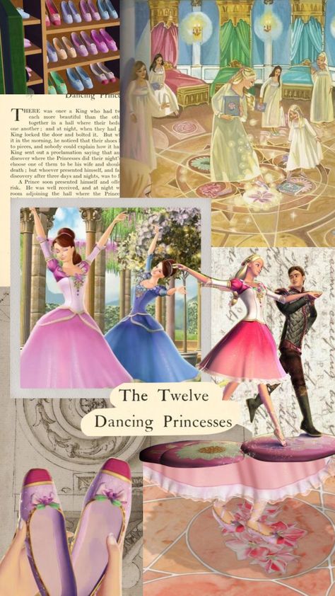 Barbie And The 12 Dancing Princesses Wallpaper, Barbie Aesthetic Collage, Barbie Desktop Wallpaper, Barbie 12 Dancing Princesses Wallpaper, Barbie And 12 Dancing Princesses, Barbie 12 Dancing Princesses Aesthetic, Barbie Wallpaper Princesses, Barbie 2000s Aesthetic, Old Barbie Movies Aesthetic