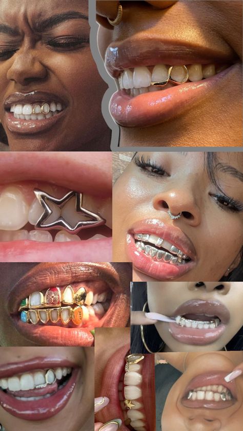 Gold Teeth Grillz, Fang Grillz, Pretty Teeth, Grillz Teeth, Xoxo Jewelry, Dope Jewelry Accessories, Grills Teeth, Tooth Gem, Gold Teeth