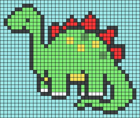 C2c Crochet Dinosaur Blanket, Dino Pixel Art Pattern, Dinosaur Crochet Grid, Dino Perler Bead Pattern, Pixel Art Pattern Dinosaur, Dinosaur Alpha Pattern, Dinosaur Perler Bead Pattern, Dino Pixel Art, Pixel Art Dinosaur