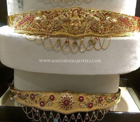 Kandalaa Jewellery, Diamond Vaddanam, Gold Vaddanam, Vanki Designs Jewellery, Jhumka Design, Indian Hair Accessories, Vaddanam Designs, Antique Gold Earrings, Waist Jewelry