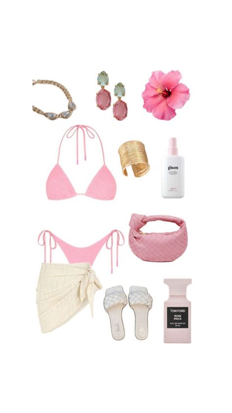 Bathing Suits Outfits, Romanticize Summer, Belly Summer, Digital Outfits, Bathing Suit Outfits, Pink Bathing Suit, Suits Outfits, 2000s Outfits, Outfit Collage