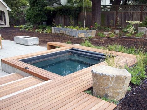 Top 80 Best Hot Tub Deck Ideas - Relaxing Backyard Designs Hot Tub Deck Ideas, Whirlpool Deck, Modern Hot Tubs, Hot Tub Deck Design, Small Hot Tub, Sunken Hot Tub, Hot Tub Landscaping, Hot Tub Designs, Tub Deck