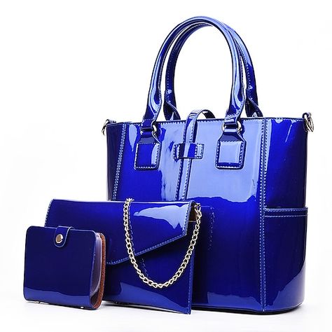 Patent Leather Bag, Pu Leather Bag, Bleu Violet, Handbags Women, Cheap Bags, Trending Handbag, Chain Crossbody Bag, Designer Shoulder Bags, Bag Set